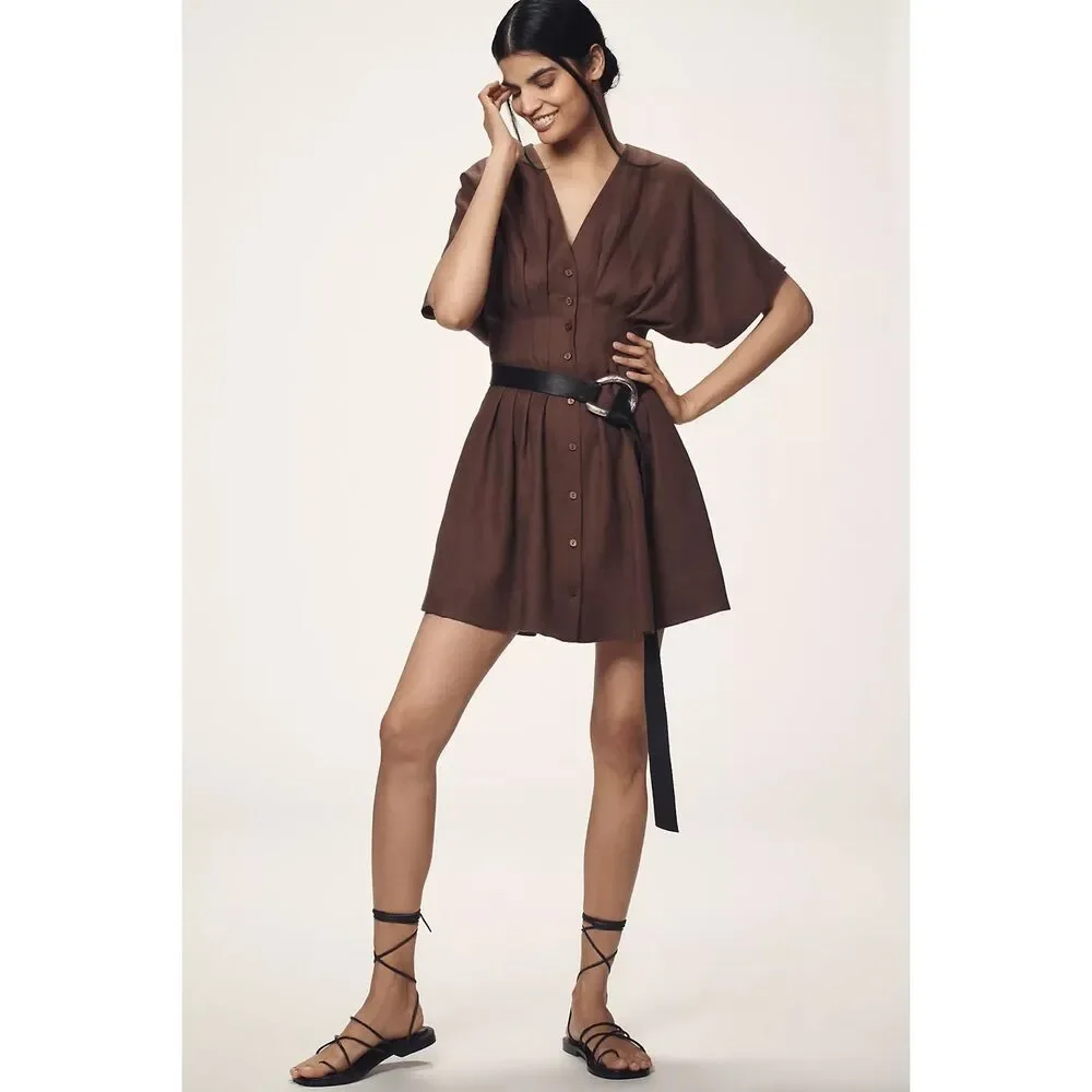 New Anthropologie The Tobie Mini Shirt Dress by Exquise Size M